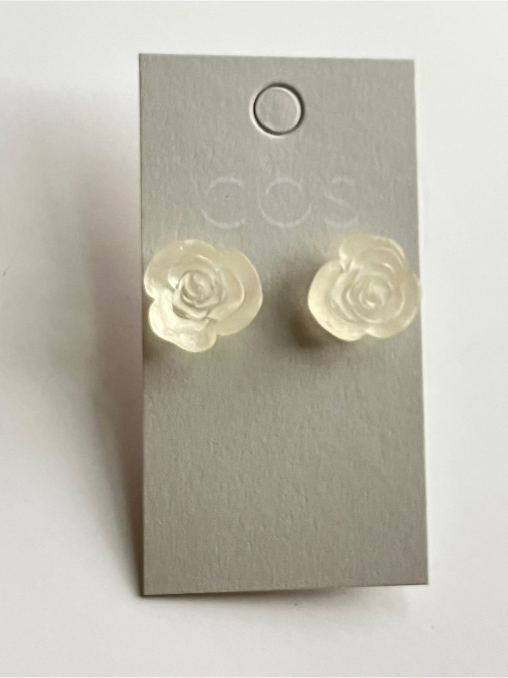 COS Cream Rose Stud Earrings - Floral Resin Studs